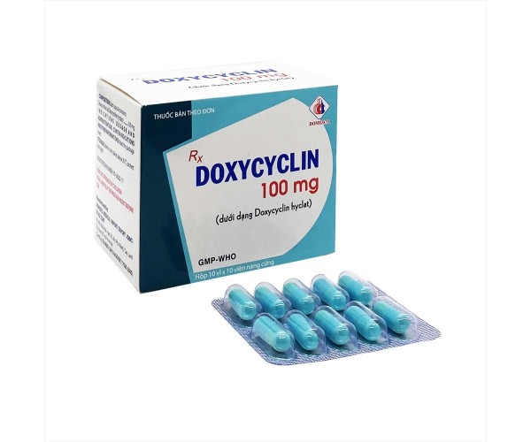 Thuốc kháng sinh Doxycyclin 100mg DMC (10 vỉ x 10 viên/hộp)